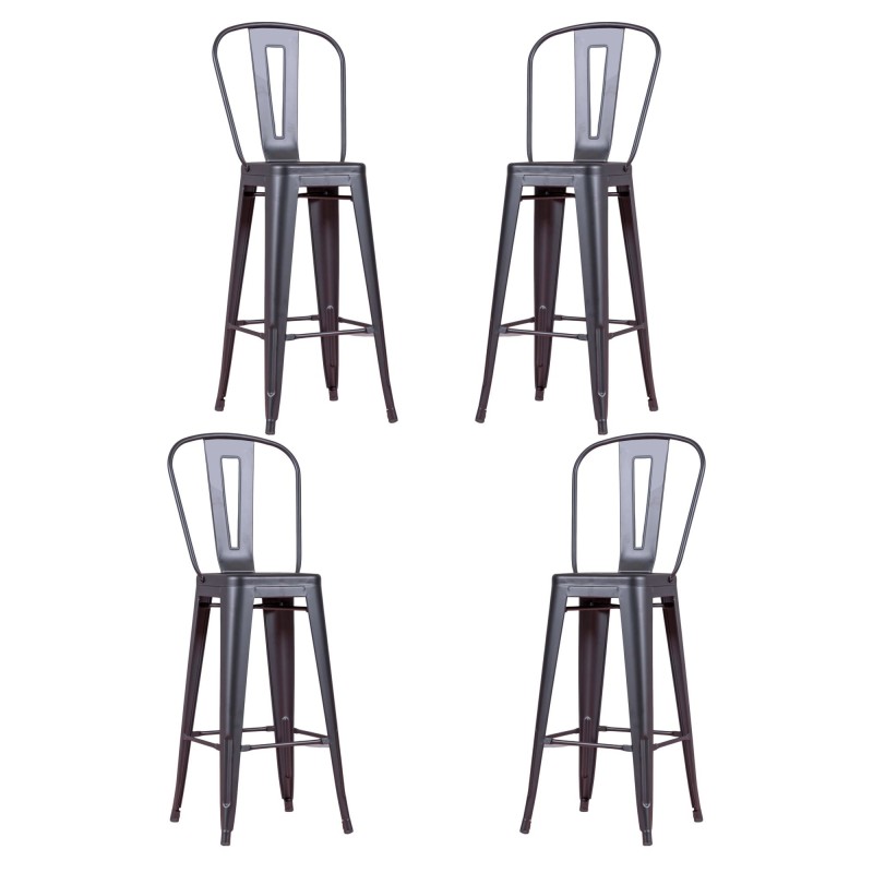 PACK 4 TABURETES BISTRO MATT HIGHBACK