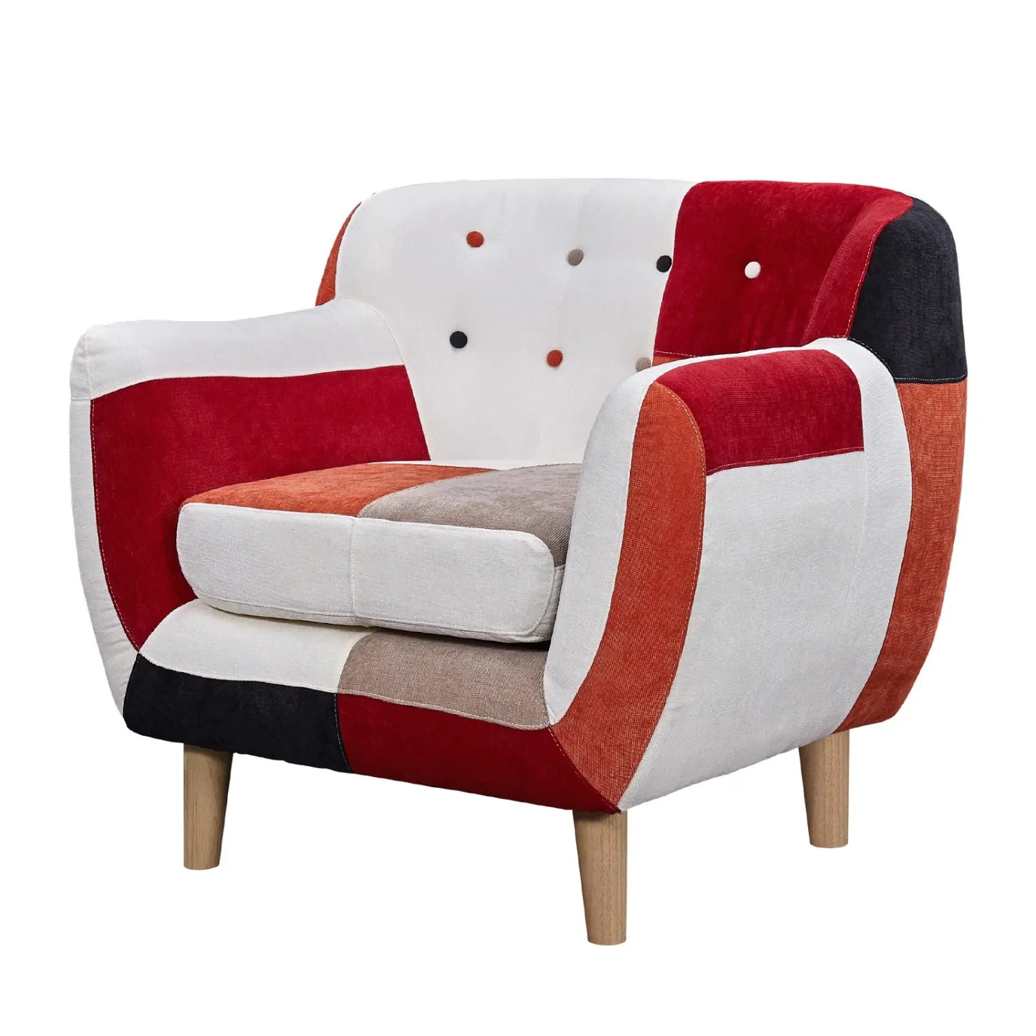 Nordisk soffa med klädsel i patchwork