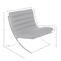 Immagine con le misure della poltrona design Madrid