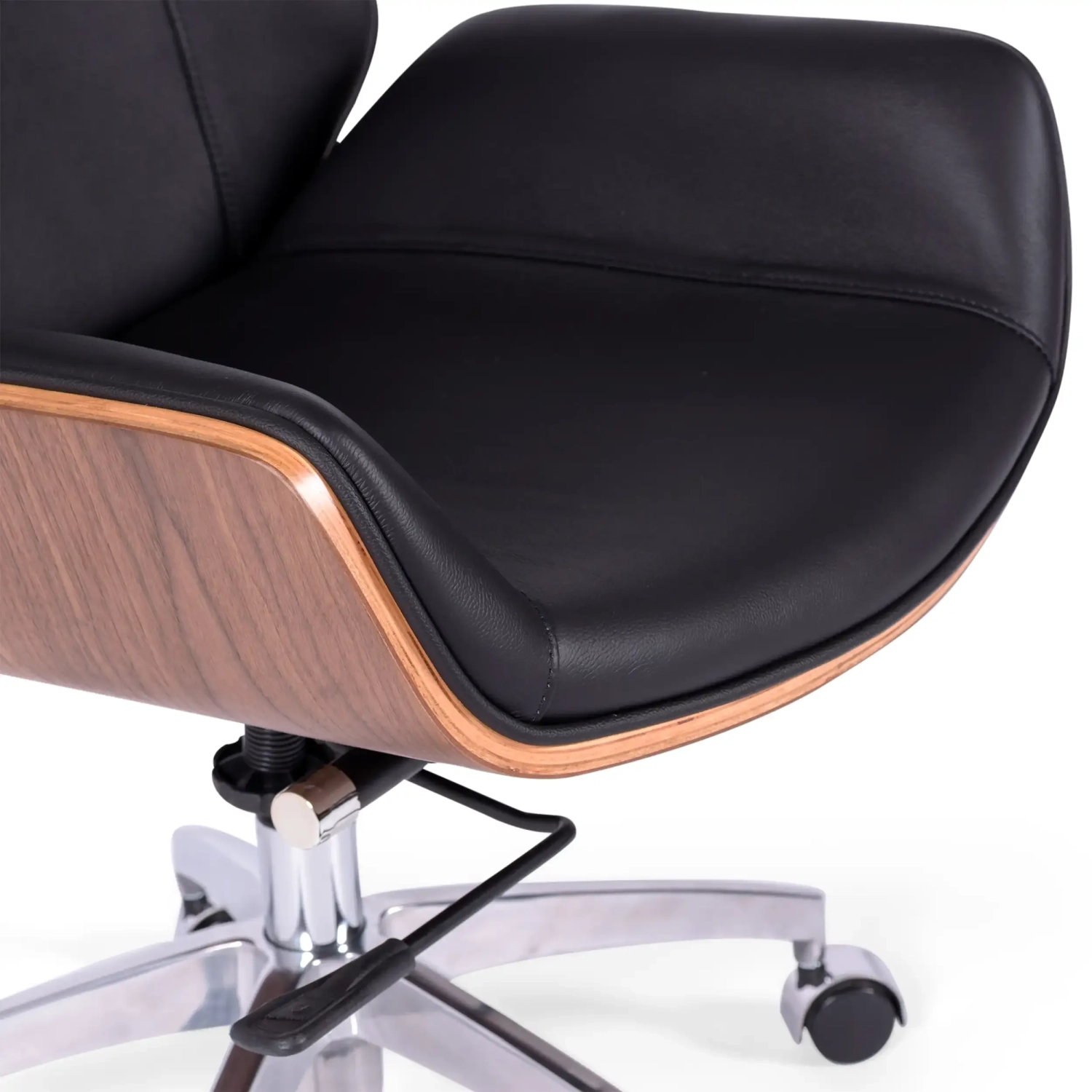 Chaise de bureau en cuir italien et bois de noyer Nordic Nest Dream - 5