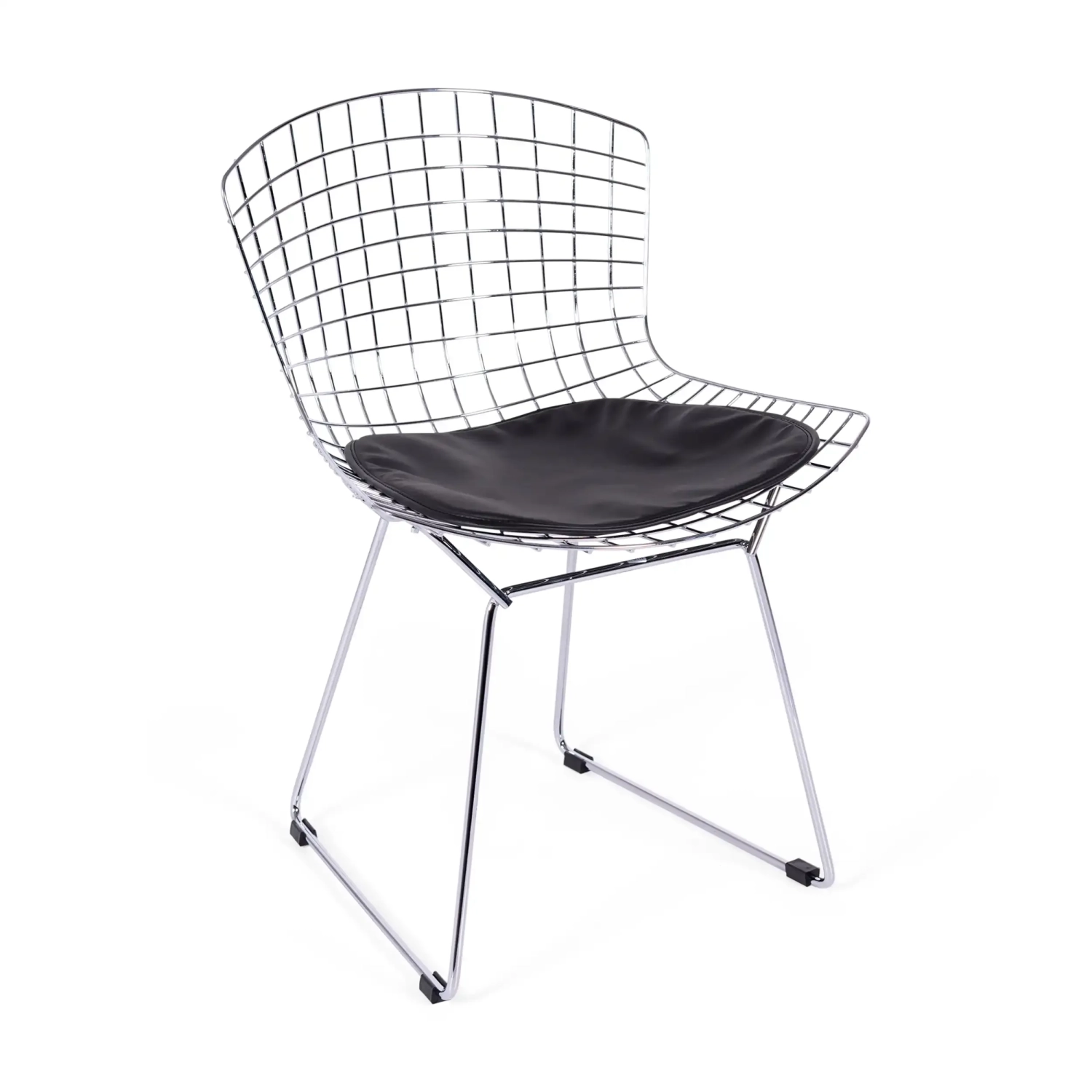 Kuuluisan suunnittelijan Hans J. Wegnerin kromattua terästä oleva tuolin jäljennös Bertoia "High Quality"