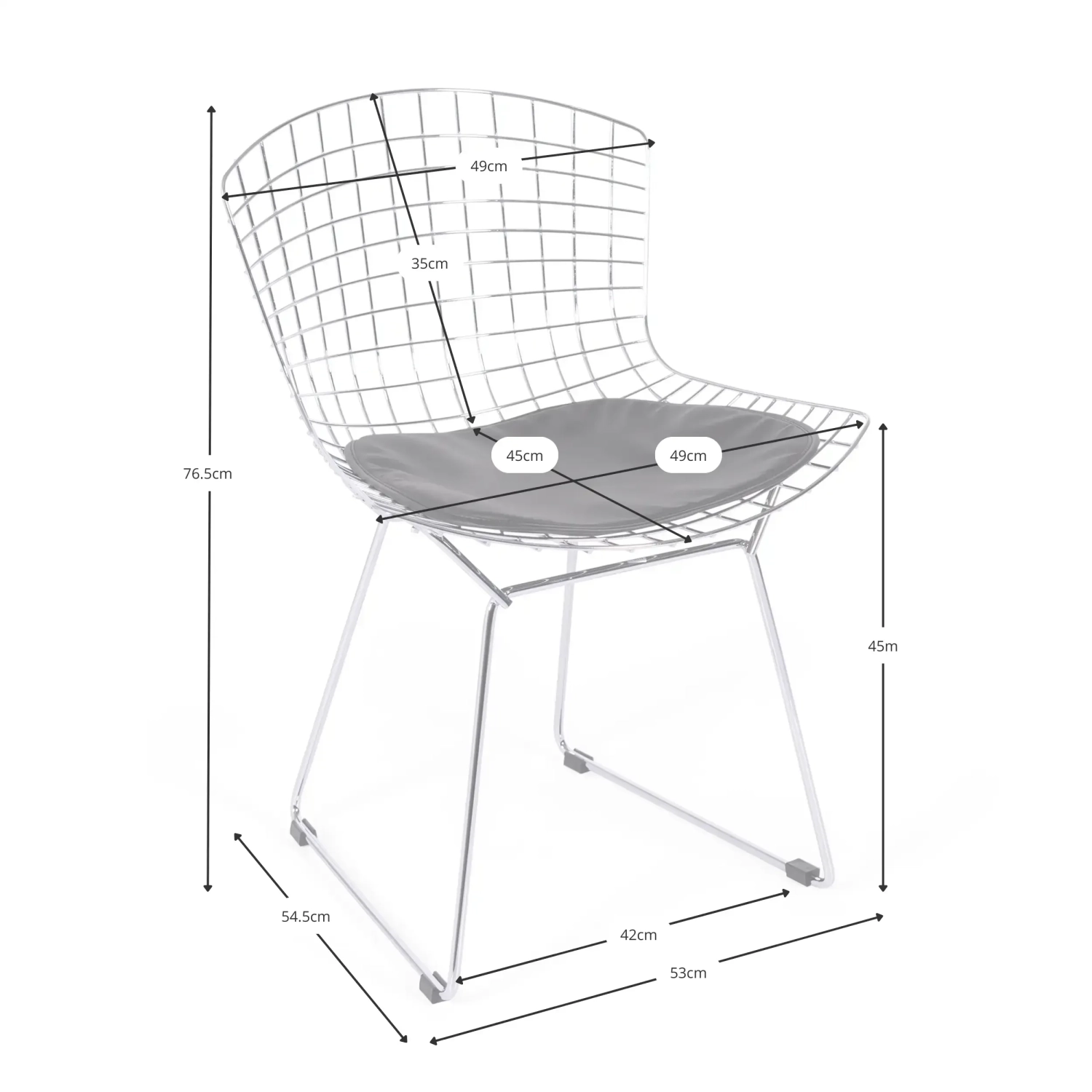 Replica Bertoia stoel in zwart staal - metalen stoelen - MuebleDesign