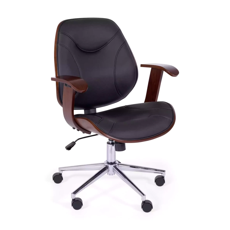 Chaise de bureau Cambridge en bois-Chaises en similicuir-Meubles concept