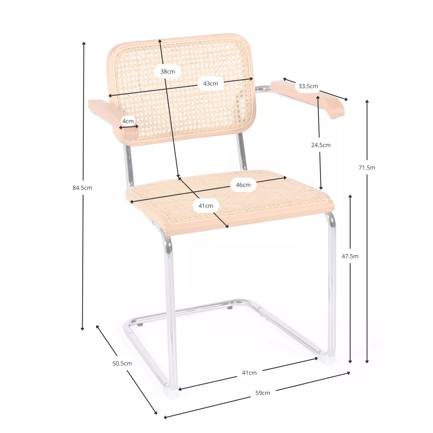 Chaise Cesca avec accoudoirs - Chaises en rotin - Meubles Concept
