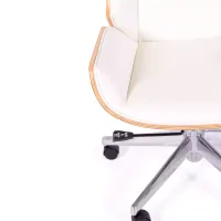 Chaise de bureau Nordic Highback en érable et éco-cuir blanc - Meubles Concept