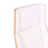 Cadeira de escritório Nordic Highback em ácer e couro ecológico branco - Mueble Design