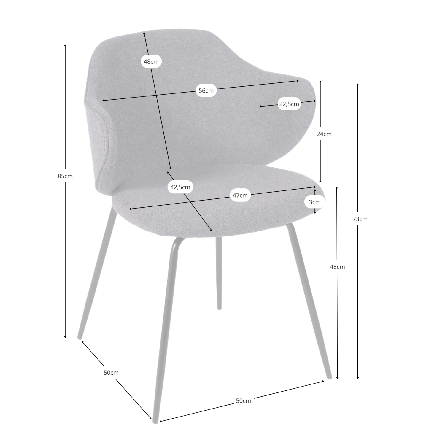 Chaise de salle à manger tapissée Hope - Chaises tapissées - Mueble Design