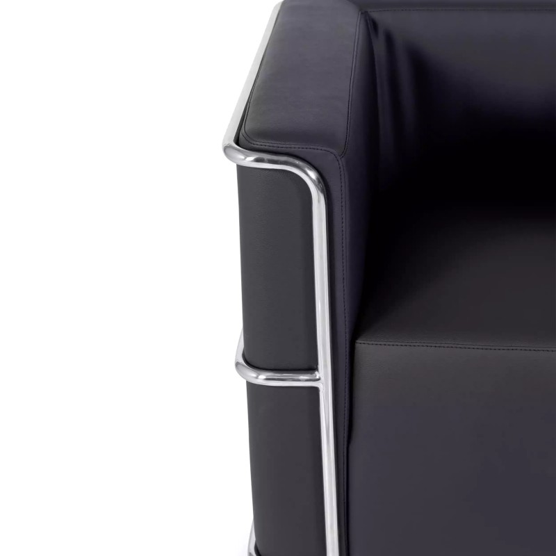 Torino 1 zits moderne sofa in leer en verchroomd staal - Mobelarium