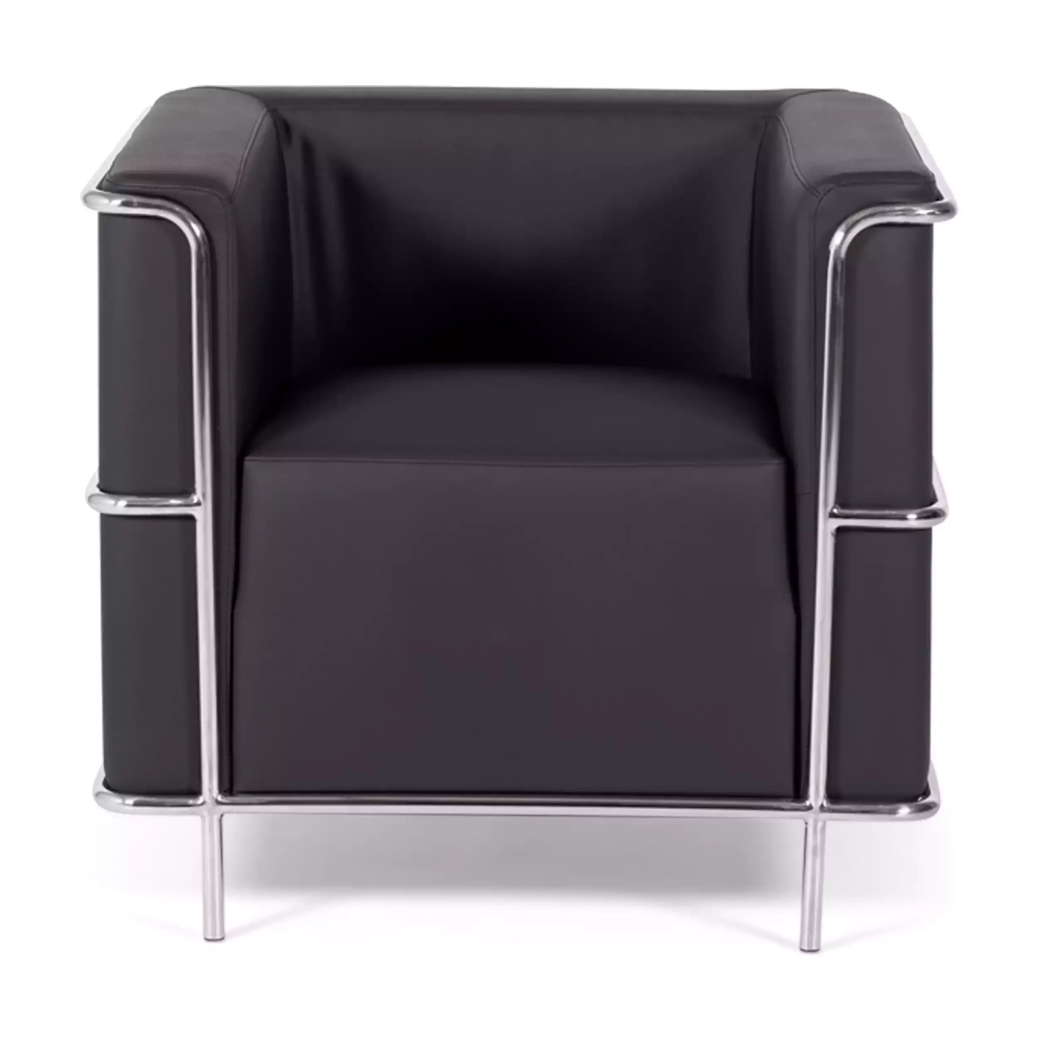 Torino 1 zits moderne sofa in leer en verchroomd staal - Mobelarium