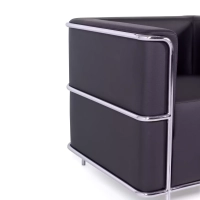Torino - 1místná moderní pohovka v kůži a chromované oceli - Mobelarium