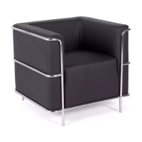 Torino 1-sitsig modern soffa i läder och förkromat stål - Mobelarium