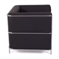 Sofá moderno Torino de 1 lugar em couro e aço cromado - Mueble Design