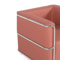 Torino 1 seater modern sofa in leather and chromed steel - Mueble Design