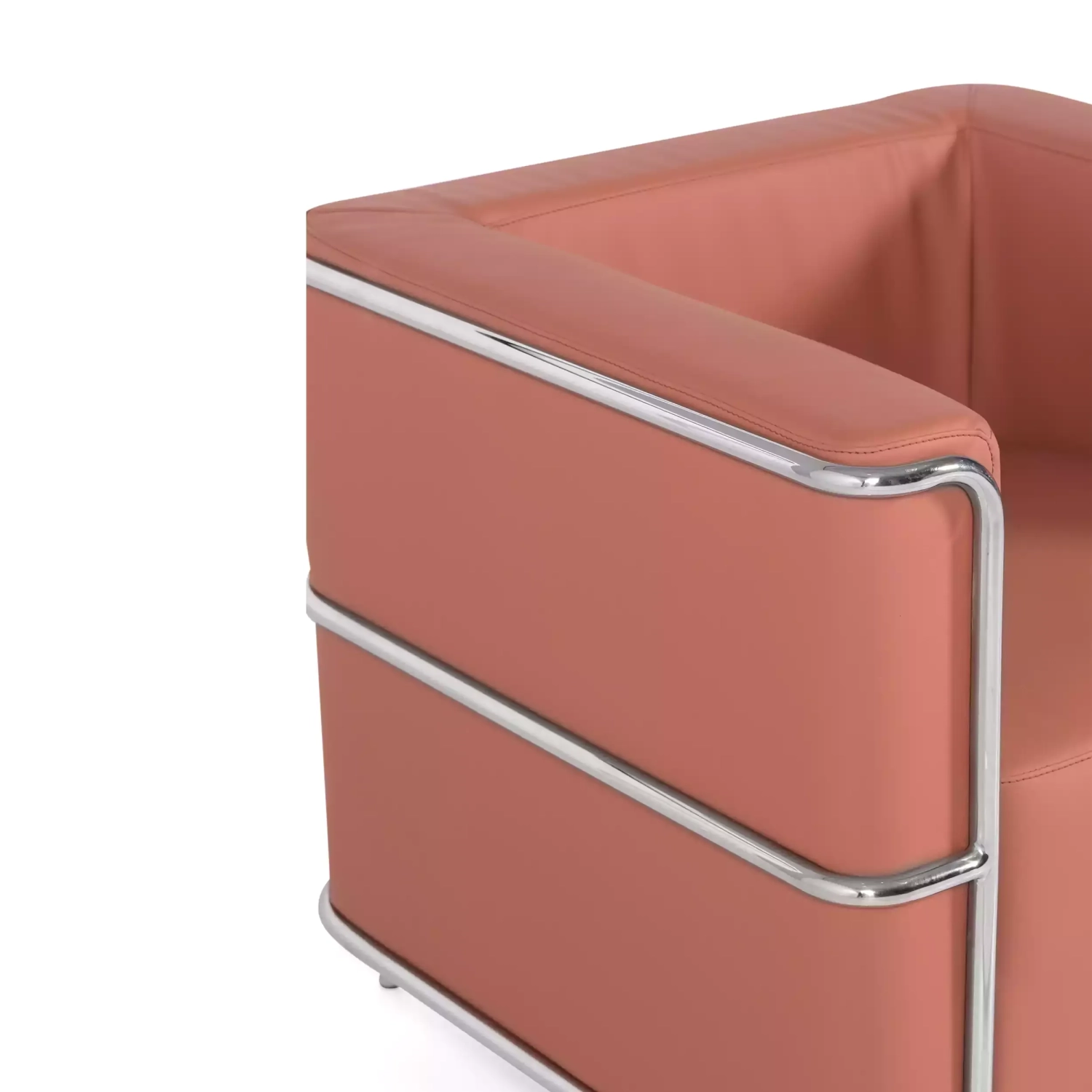 Sofá moderno Torino de 1 lugar em couro e aço cromado - Mueble Design