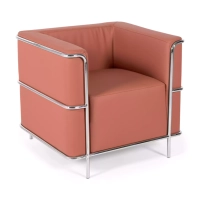 Torino 1-sitziges modernes Sofa aus Leder und verchromtem Stahl - Mobelarium