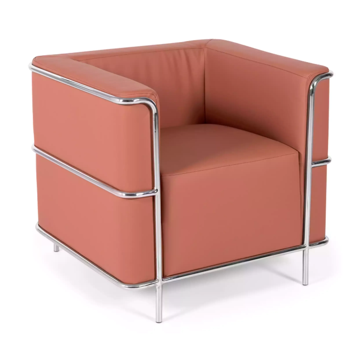 Torino 1 seater modern sofa in leather and chromed steel - Mueble Design