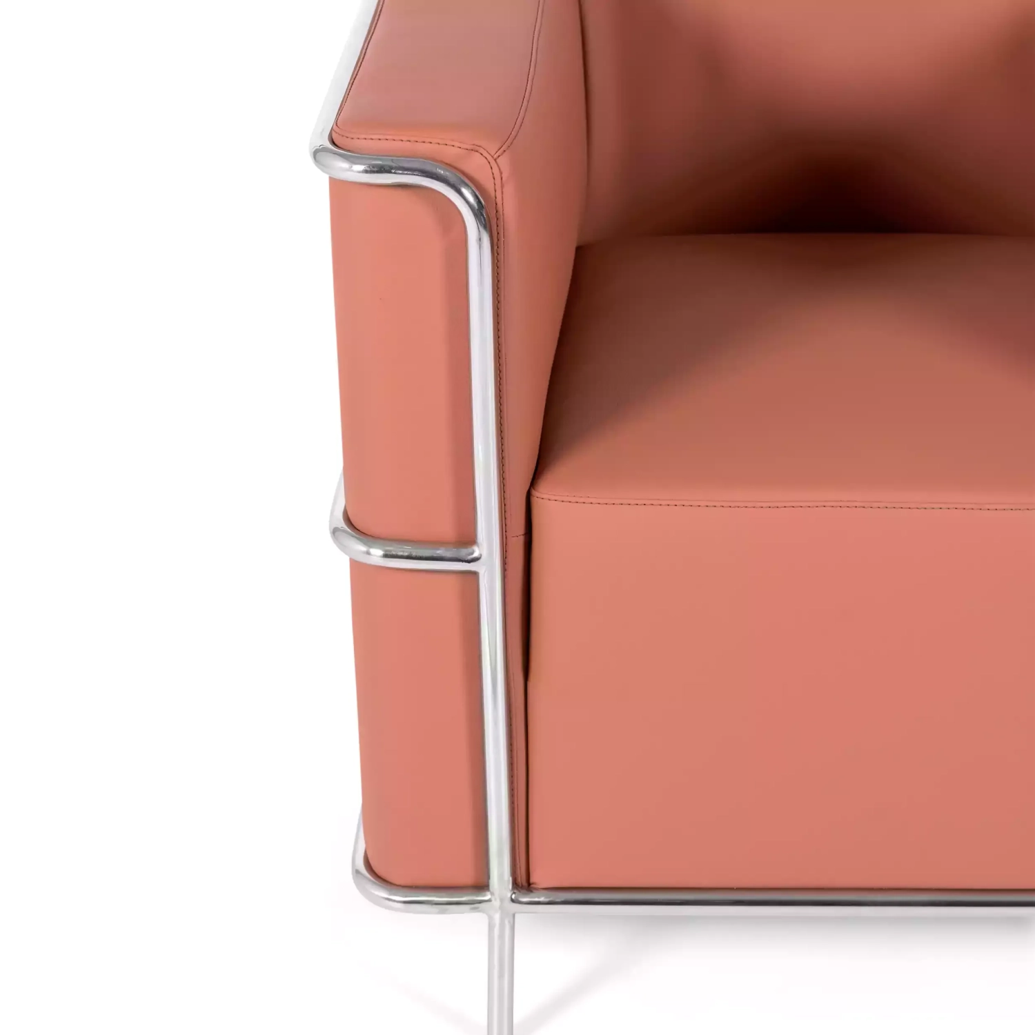Torino 1 seater modern sofa in leather and chromed steel - Mueble Design