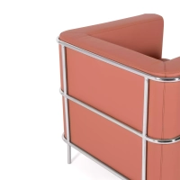 Sofá moderno Torino de 1 lugar em couro e aço cromado - Mueble Design