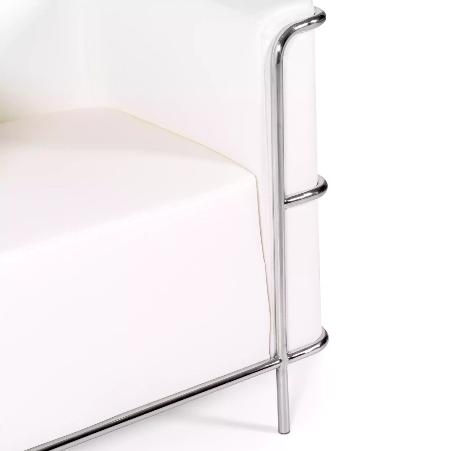 Sofá moderno Torino de 1 lugar em couro e aço cromado - Mueble Design