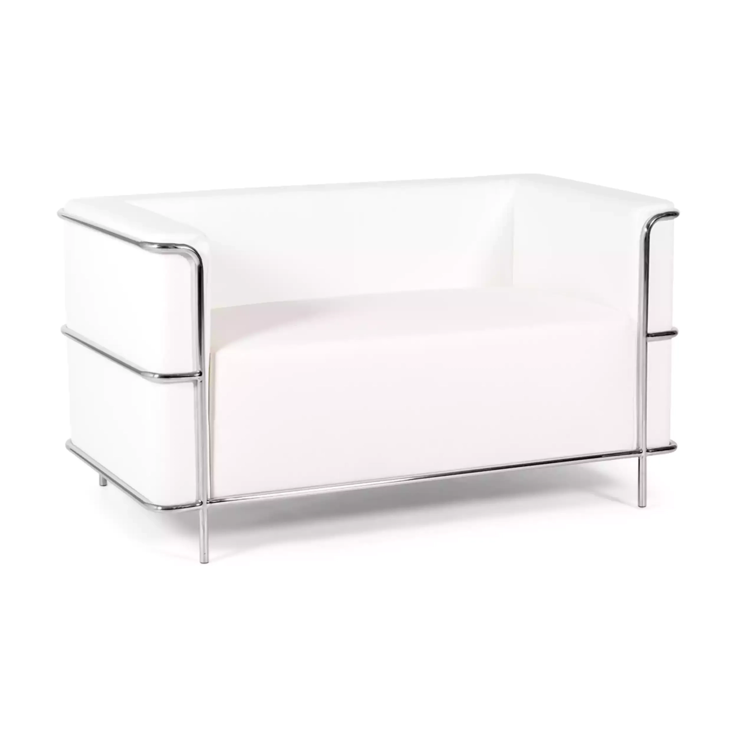 2-osobowa sofa Torino z ekoskóry i chromowanej stali 🛋️ - Mobelarium