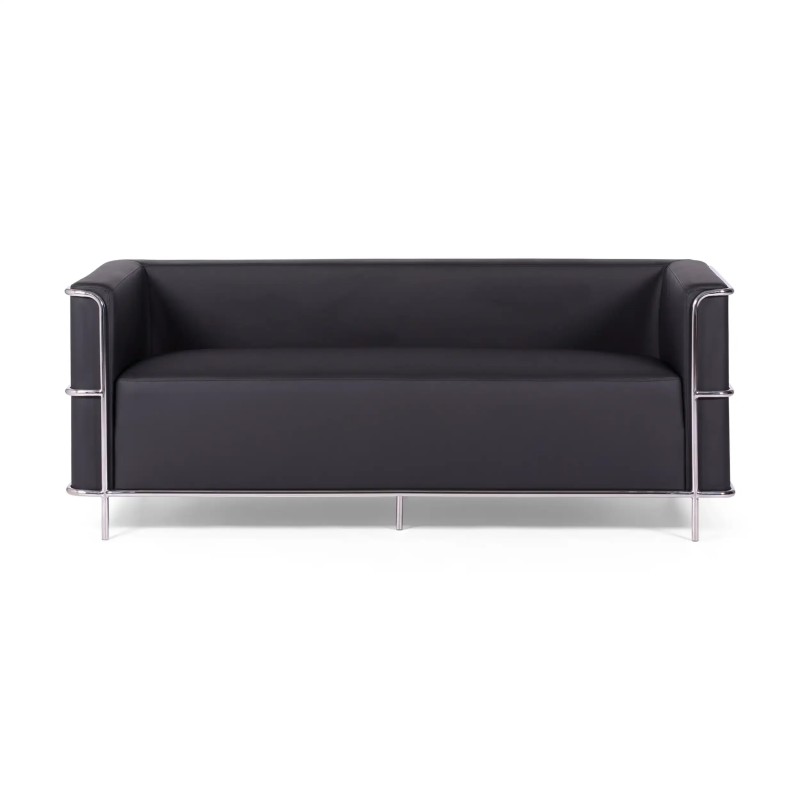 3-Sitzer Sofa Torino aus Ökoleder und verchromtem Stahl - Mobelarium