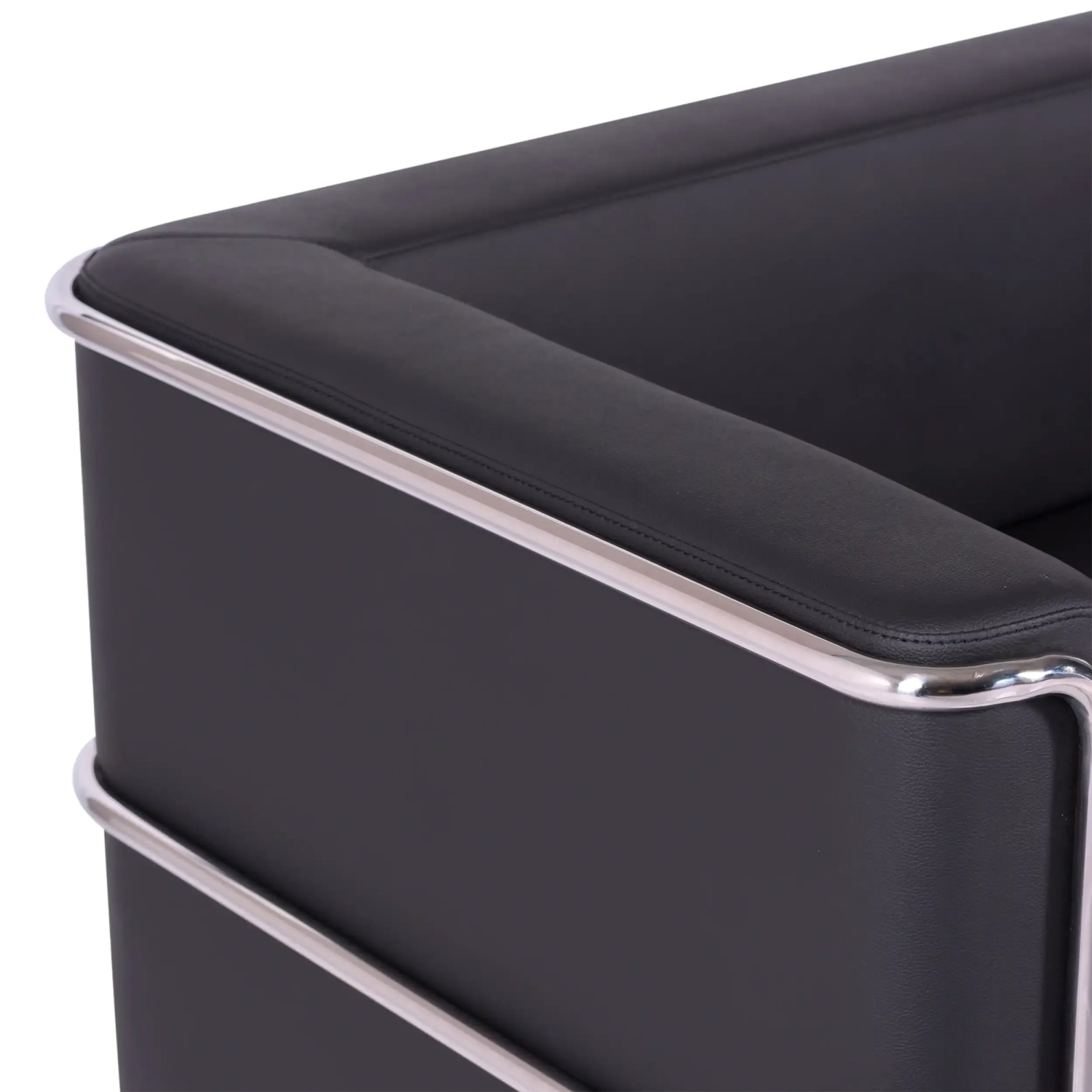Sofá Torino de 3 lugares em couro ecológico e aço cromado - Mueble Design