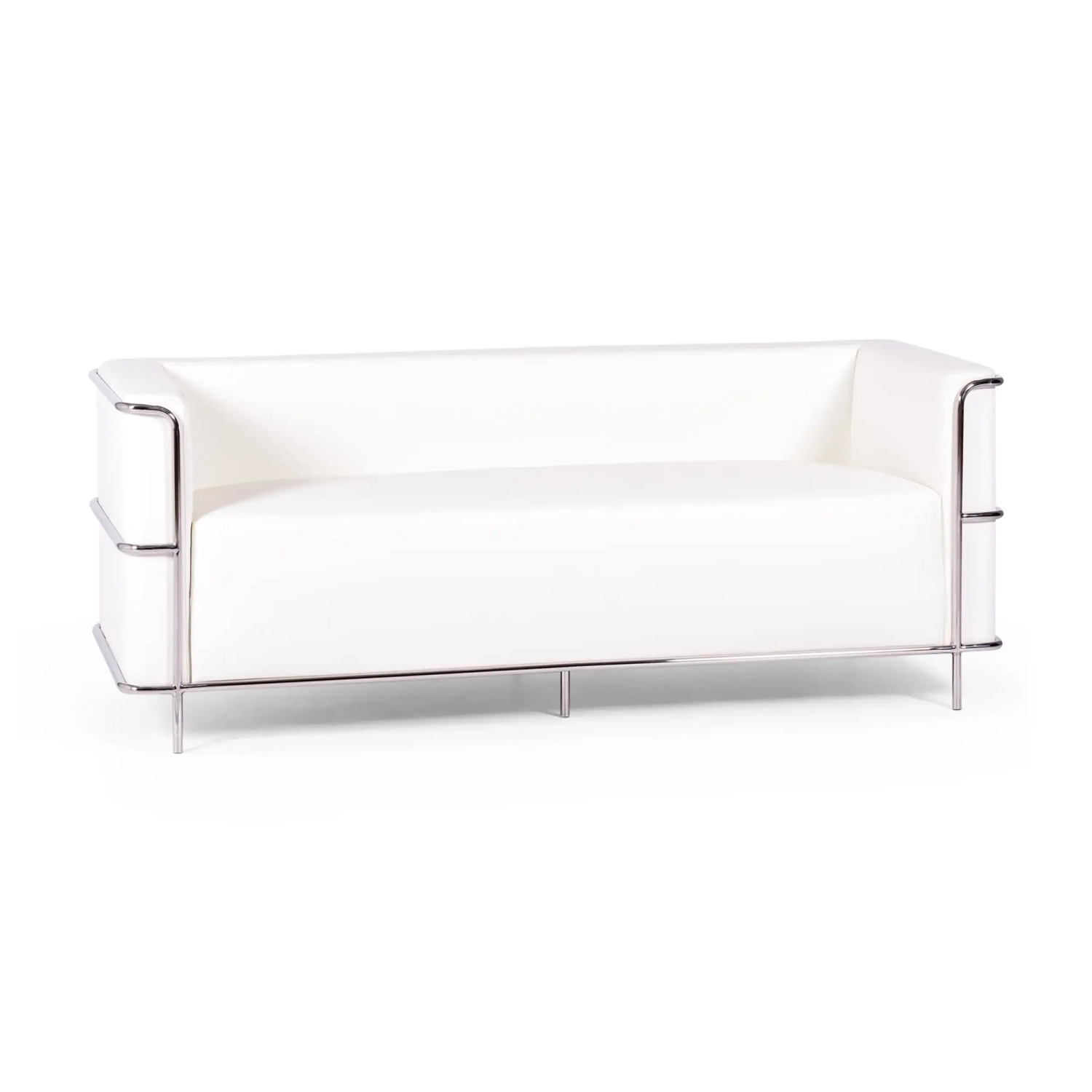 Sofa 3-osobowa Torino z ekoskóry i chromowanej stali - Mobelarium