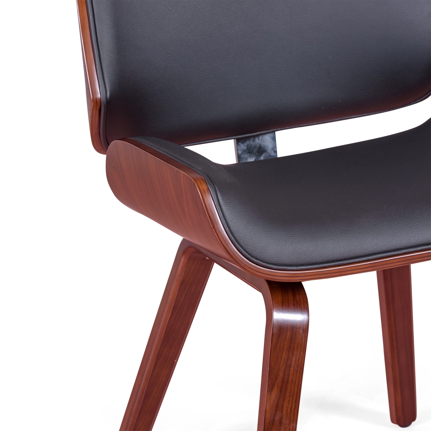 Cadeira Nordic em nogueira e couro sintético preto | Design escandinavo elegante