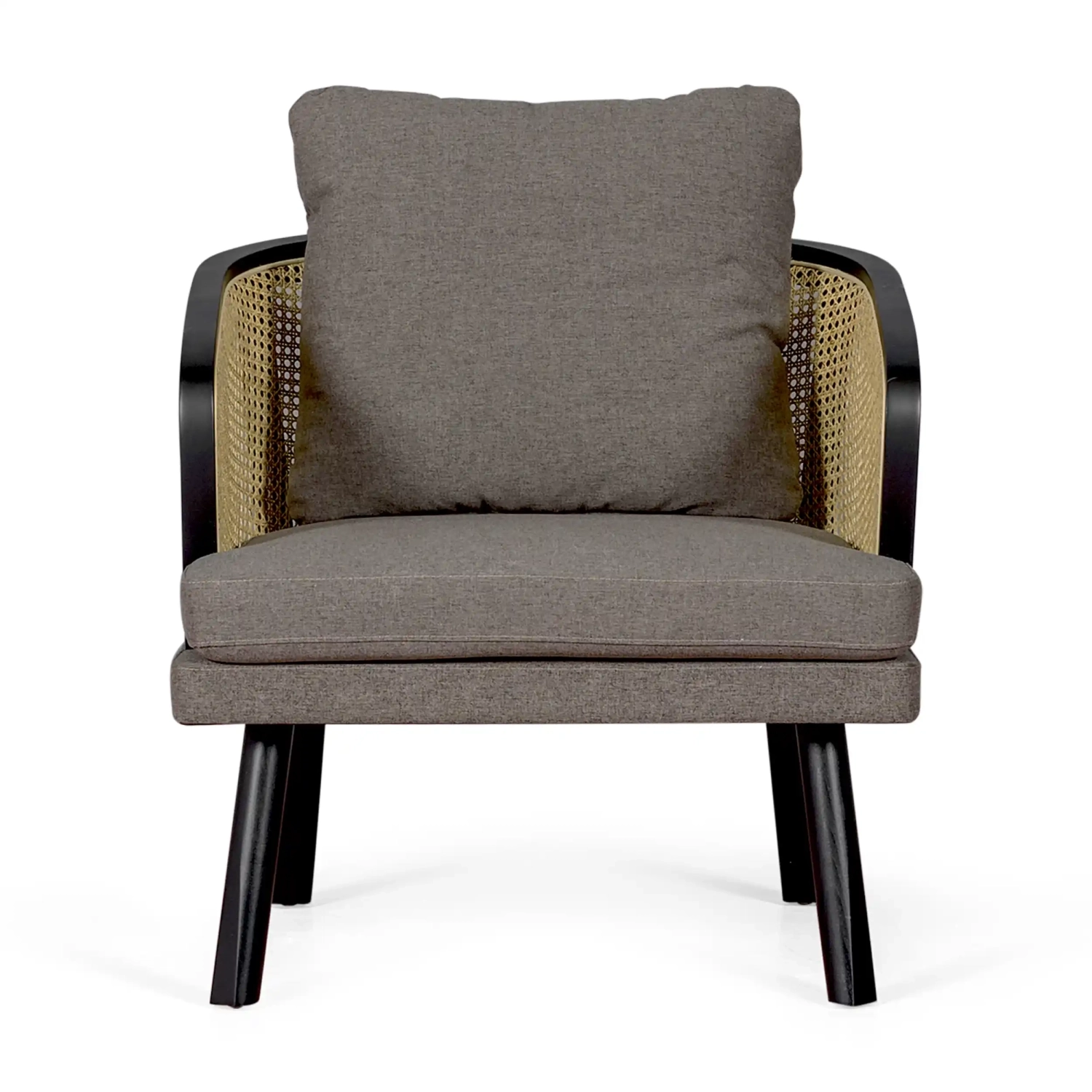 Poltrona Leeds in rattan naturale con cuscino in cotone: stile vintage Scandinavo