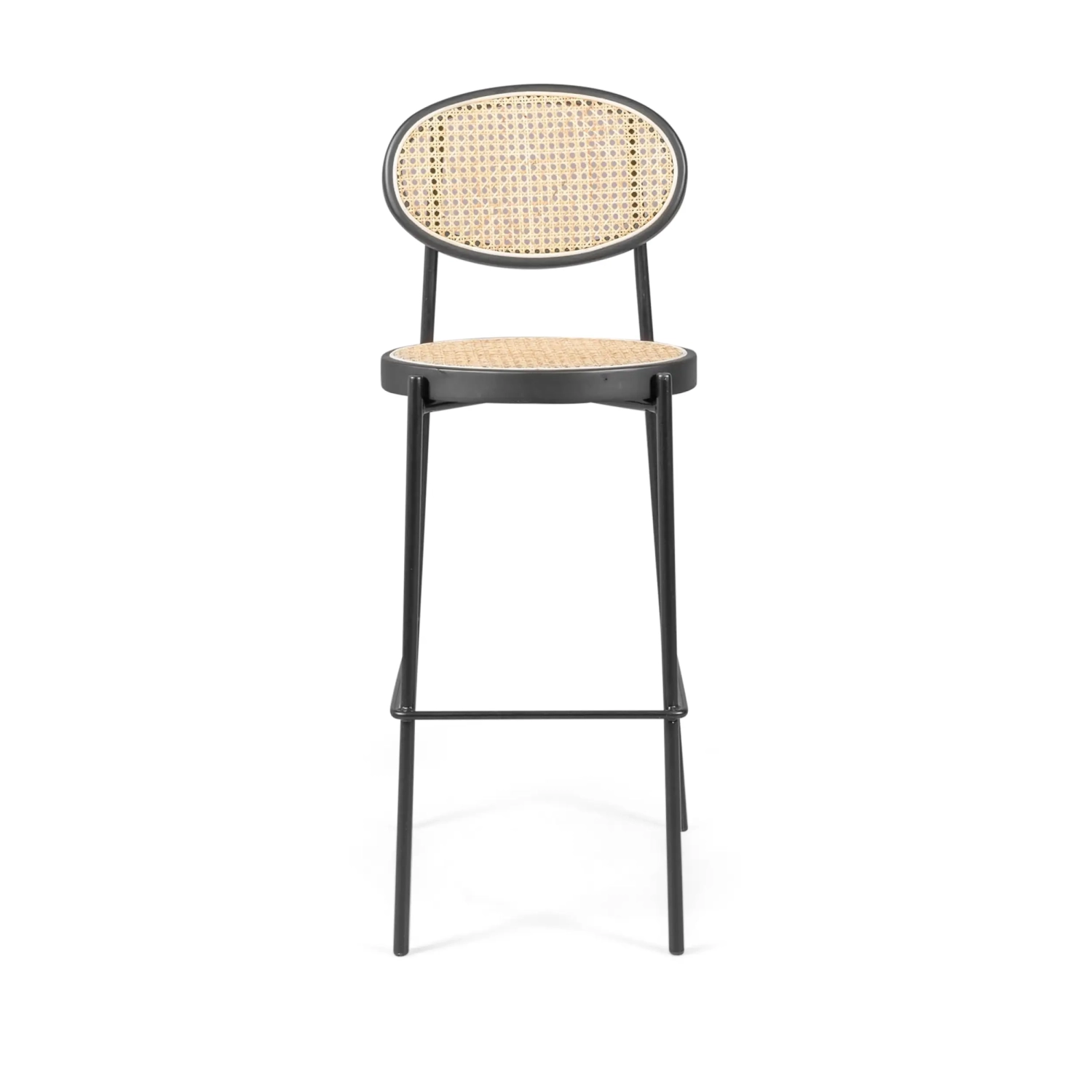 Stolička Vintage Preston 75 cm | Přírodní ratan a černý rám