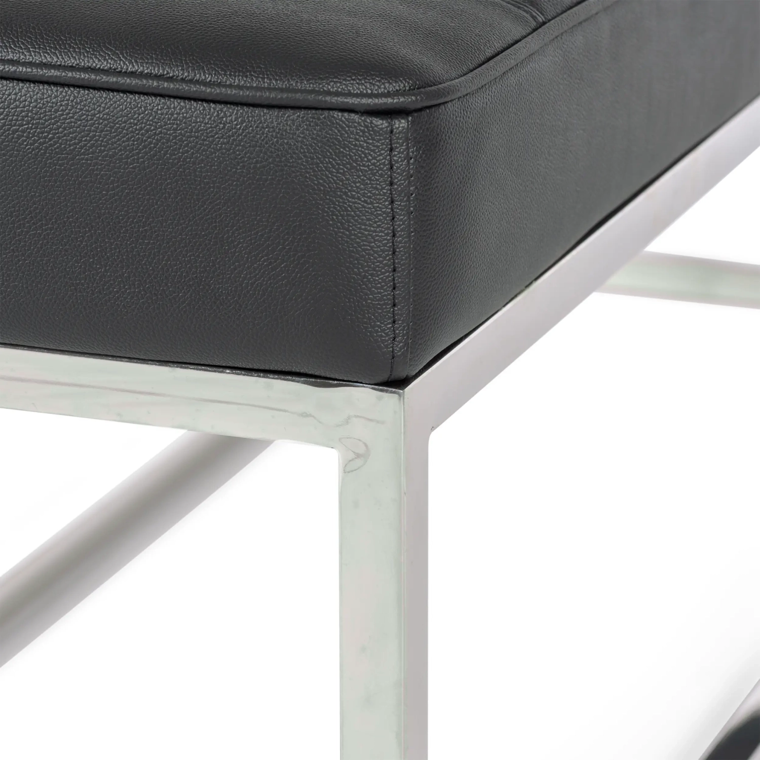 Praga designbänk i kromad stålplåt och konstläder | Modern stil