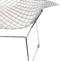 Réplique de la chaise Diamond en acier chromé et coussin en simili-cuir - Collection Bertoia