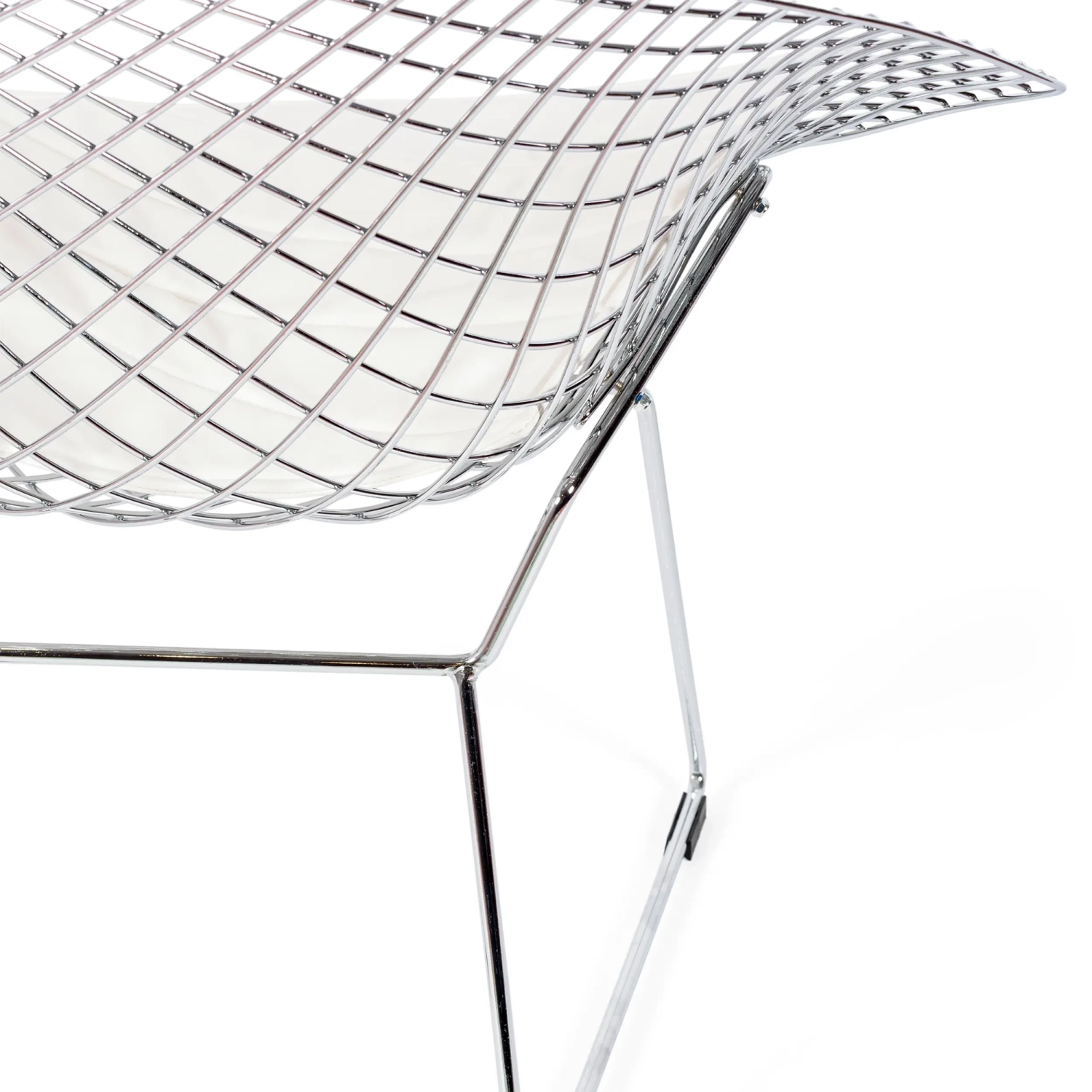 Replica Diamond-stol i förkromat stål och dyna i konstläder - Bertoia Collection