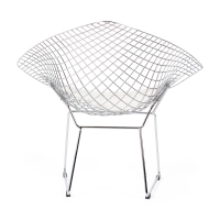 Replica Diamond-stoel in verchroomd staal en kunstlederen kussen - Bertoia Collection
