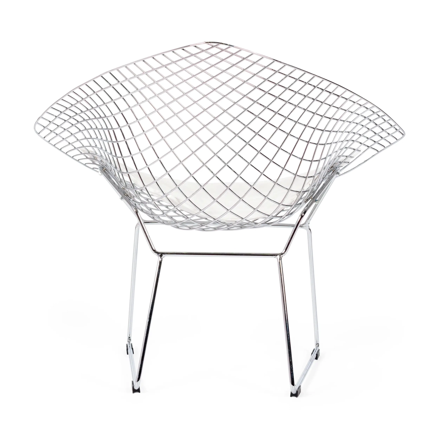 Replica della sedia Diamond in acciaio cromato e cuscino in similpelle - Collezione Bertoia