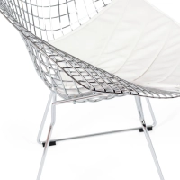 Replica della sedia Diamond in acciaio cromato e cuscino in similpelle - Collezione Bertoia