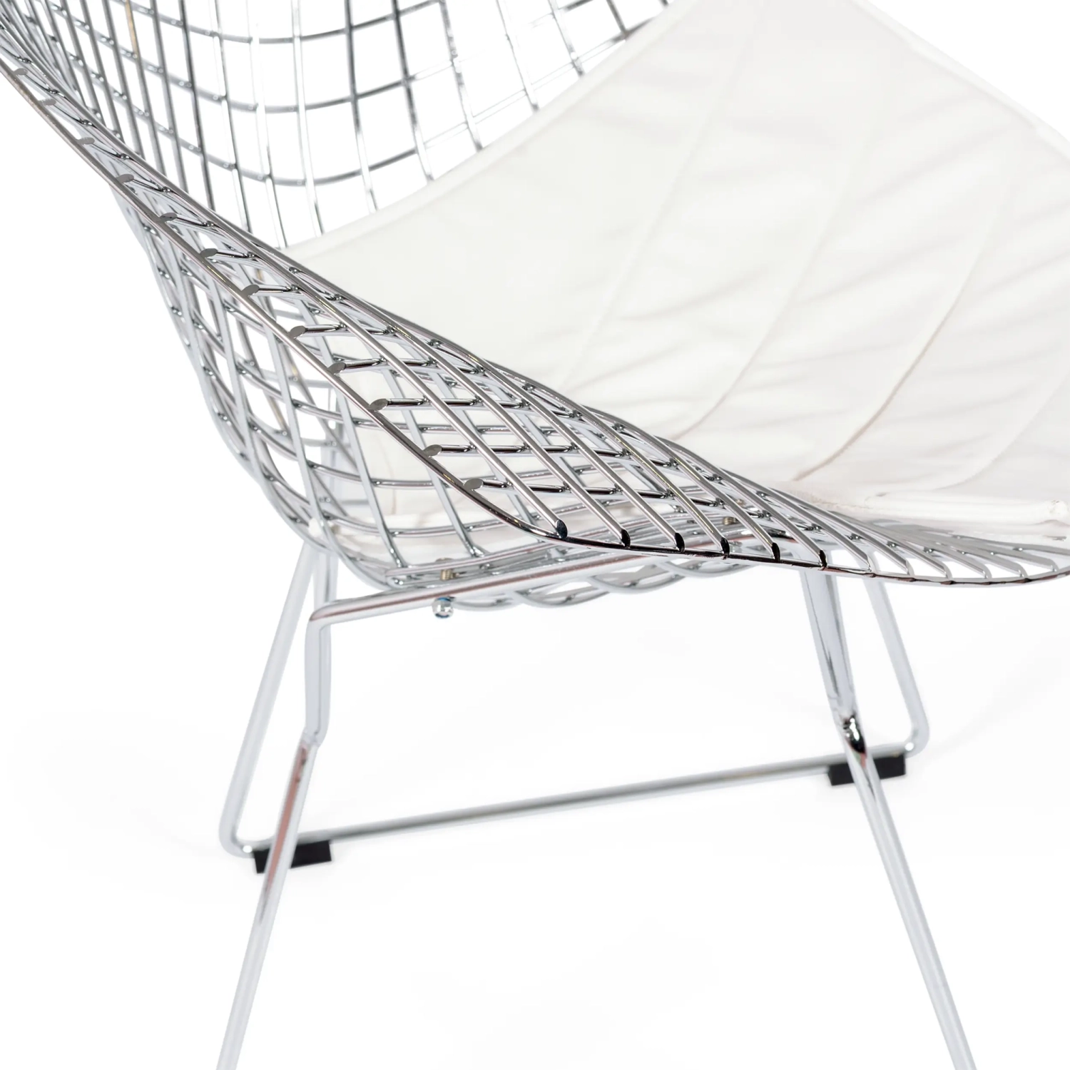 Replica Diamond-stol i förkromat stål och dyna i konstläder - Bertoia Collection