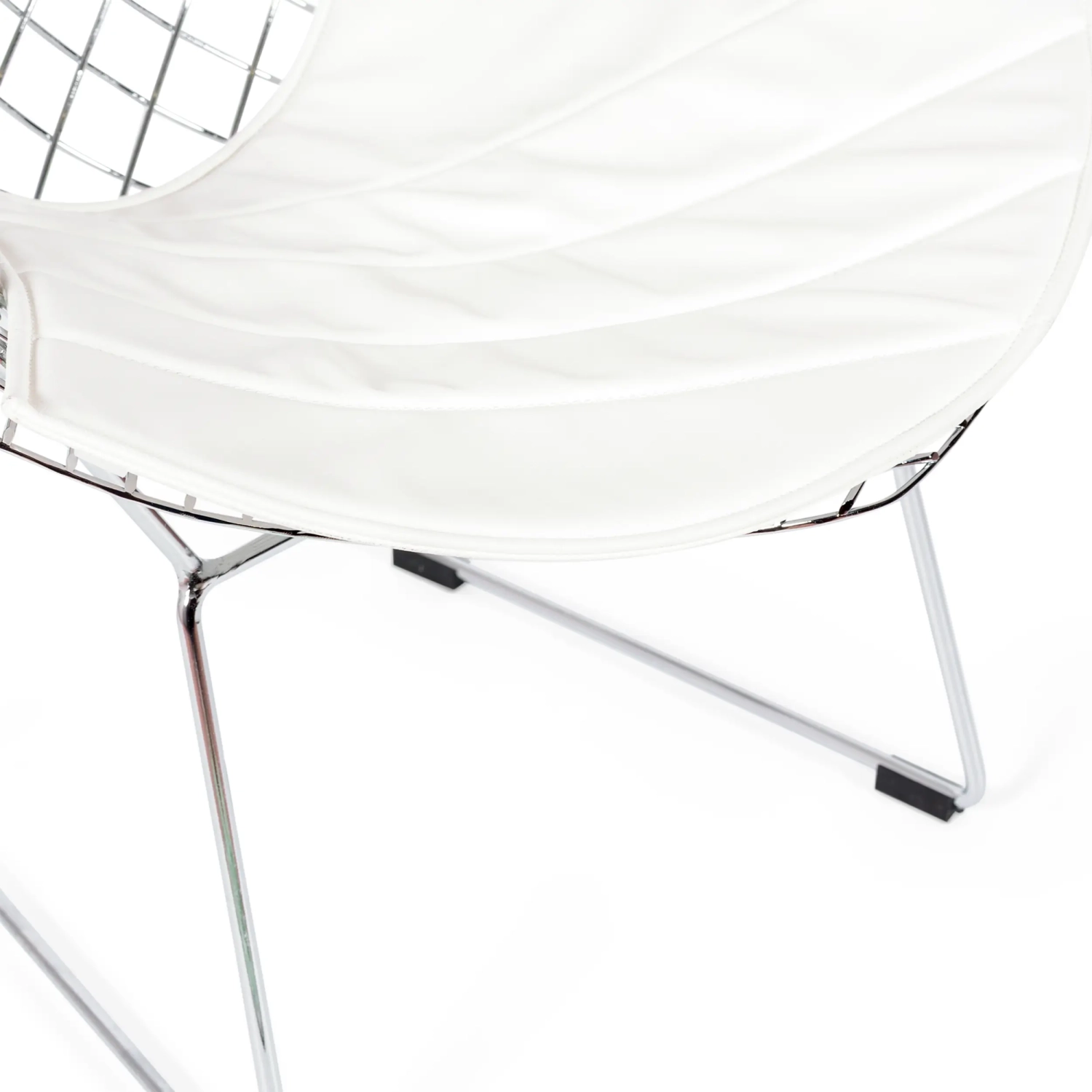 Réplique de la chaise Diamond en acier chromé et coussin en simili-cuir - Collection Bertoia