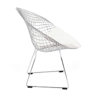Replica Diamond-stoel in verchroomd staal en kunstlederen kussen - Bertoia Collection