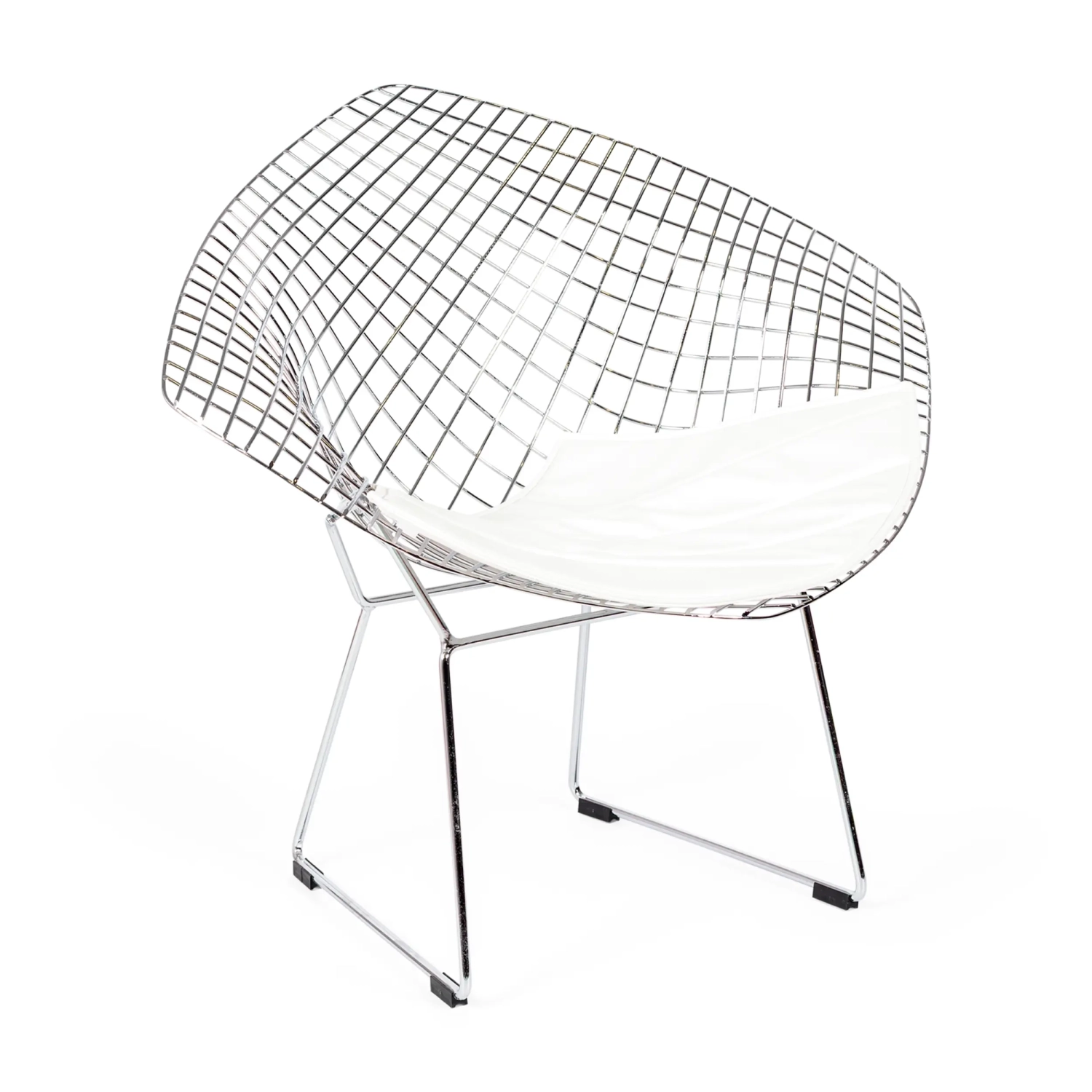 Réplica silla Diamond de acero cromado y cojín en polipiel - Colección Bertoia