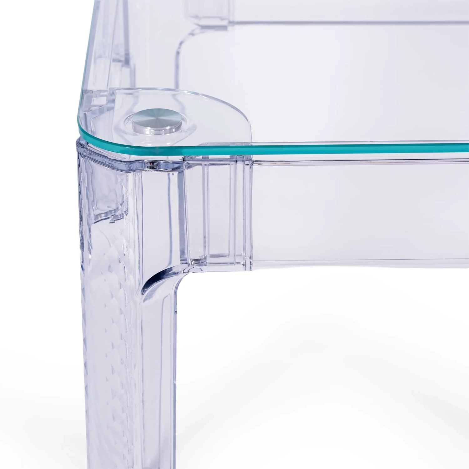 Mesa quadrada Ghost 60x60 cm | Design transparente e minimalista