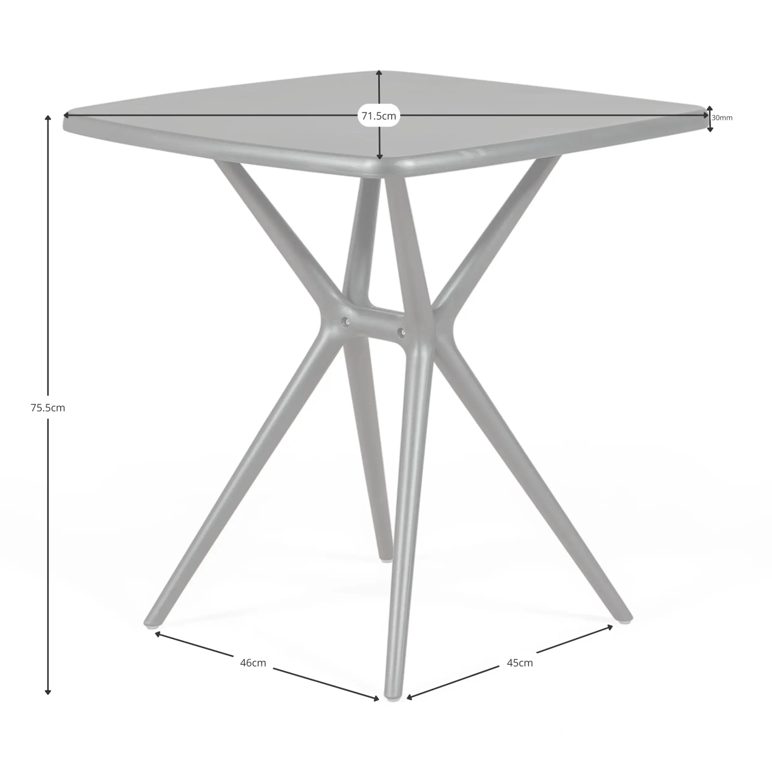 Tuintafel Moises 72 cm | Modern, Licht en Sterk | Binnen en Buiten