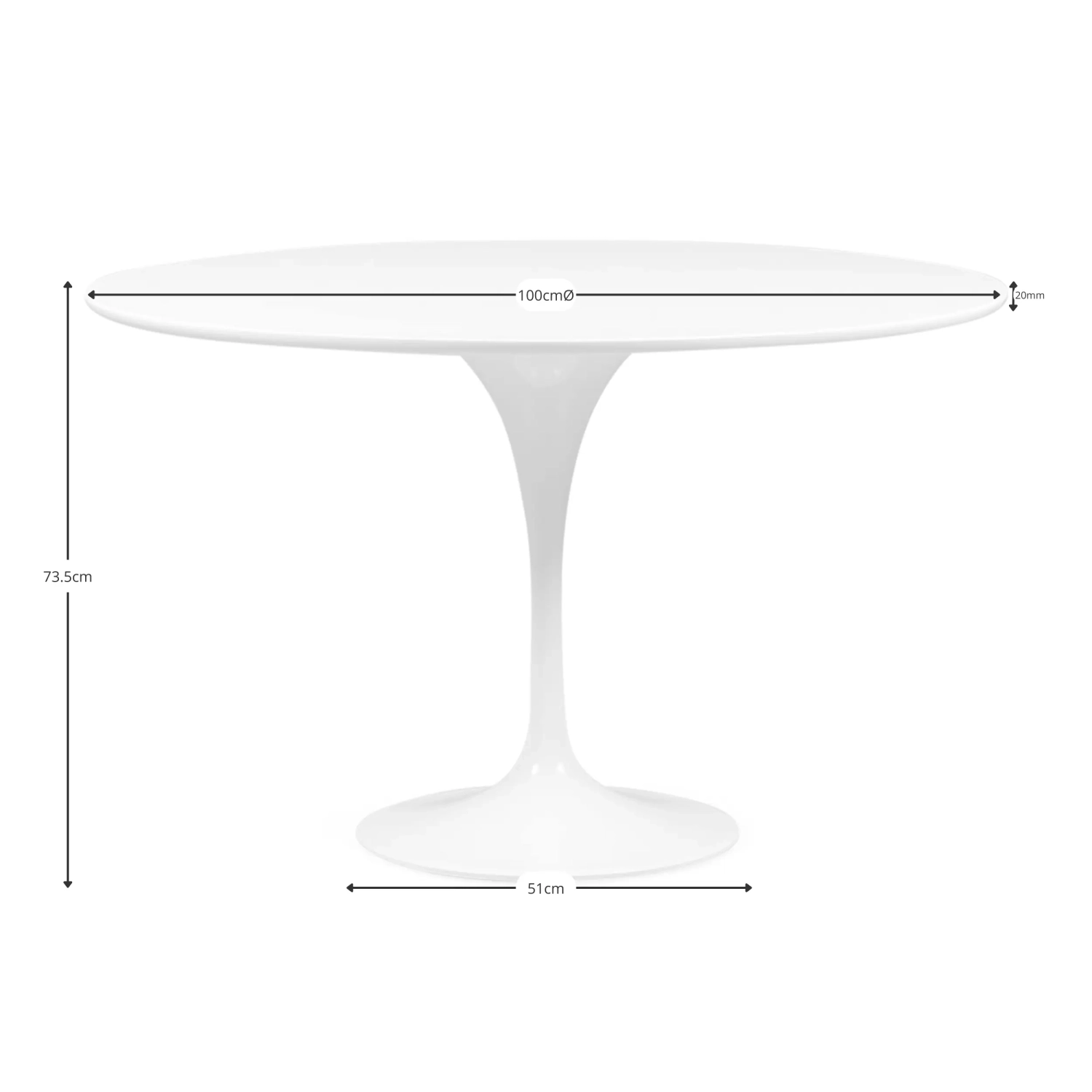 Inspiration Tulpan Matbord 100cm - Matbord - Designmöbler