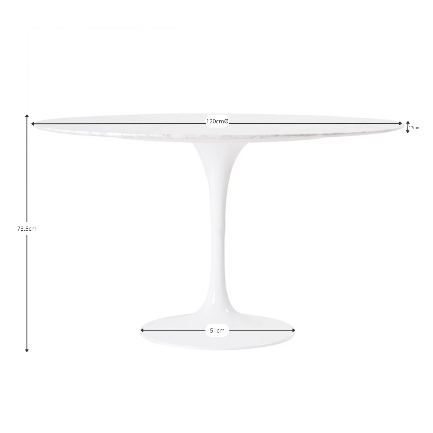 Inspiración Mesa Comedor Tulip en Mármol Carrara 120cm - Mueble Design
