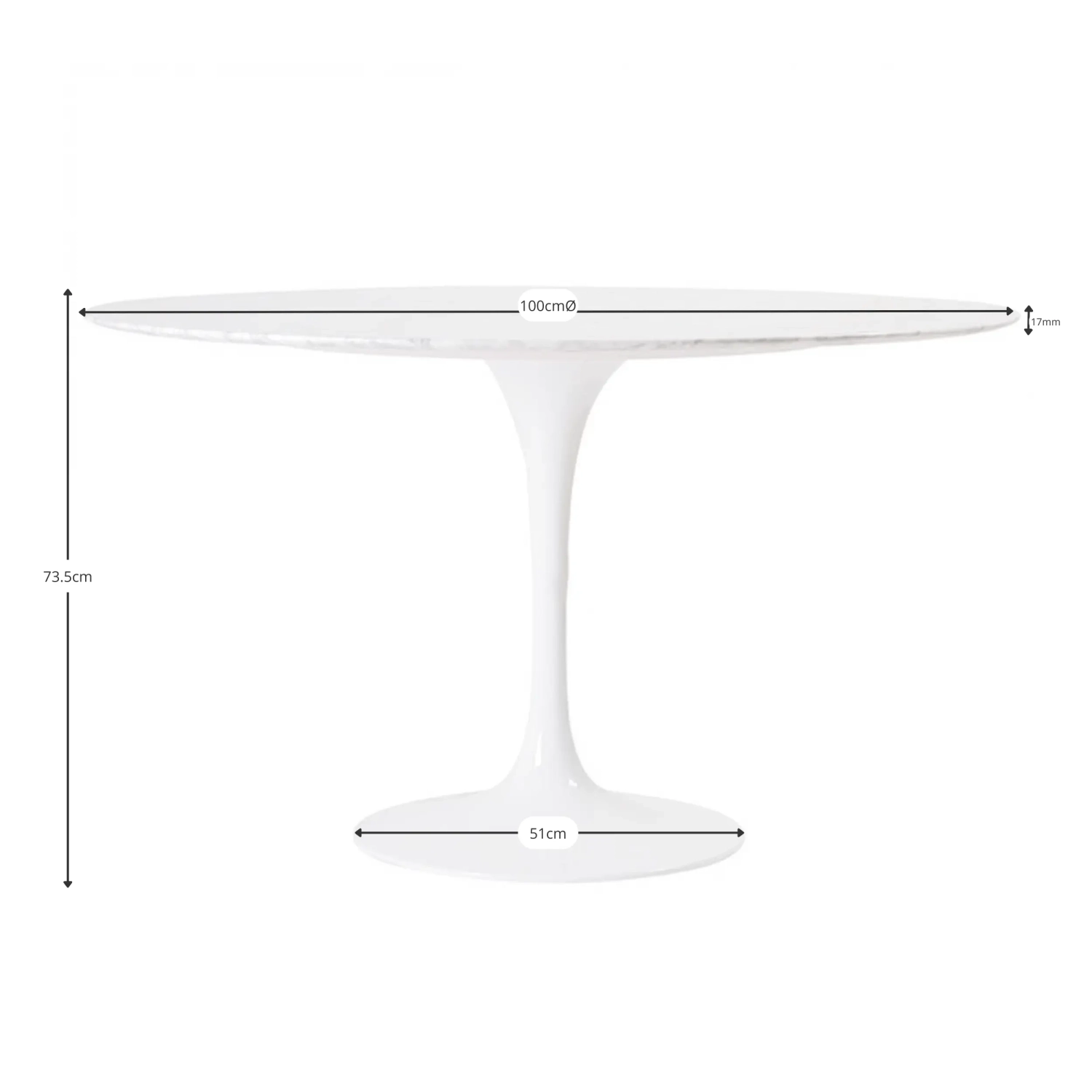 Inspiration Tulip 100Ø Designbord i Carrara Marmor - Möbeldesign