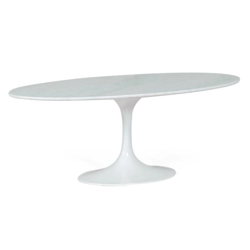 Mesa Oval Tulip 199cm Mármol Carrara | Fabricación Italiana | Diseño Saarinen