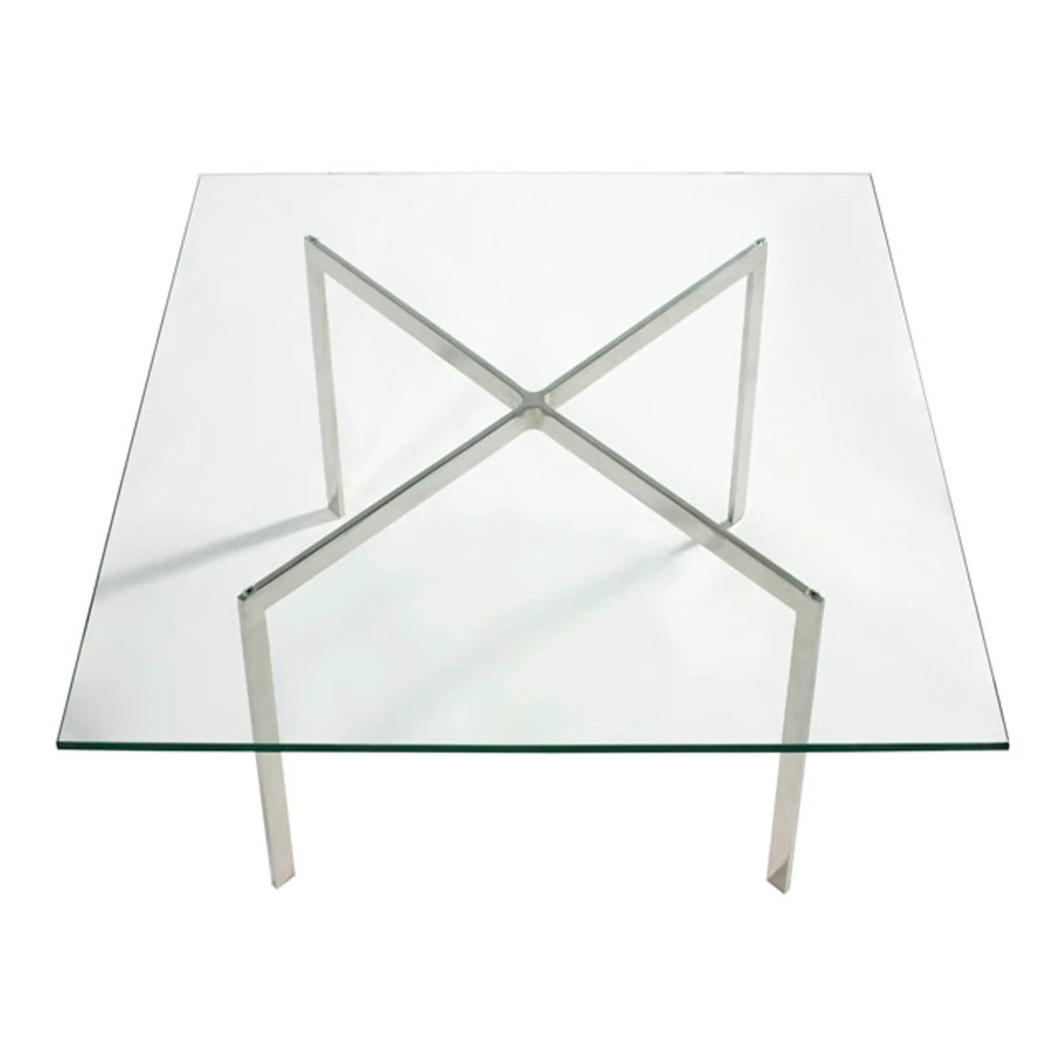 Mies Van Der Rohe Tisch 100x100cm : Gehärtetes Glas und rostfreier Stahl