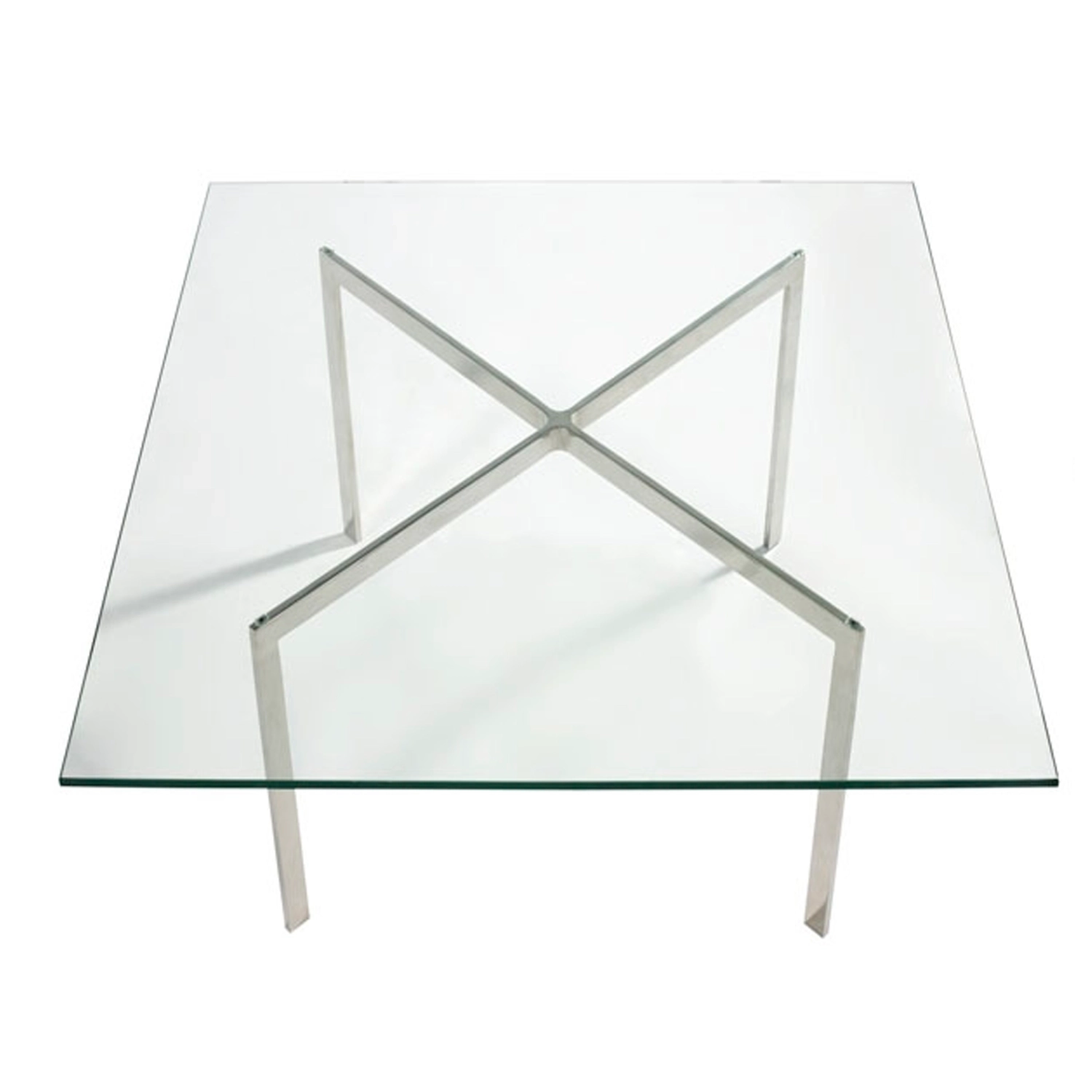 Tavolo Mies Van Der Rohe 100x100cm : Vetro temperato e acciaio inossidabile