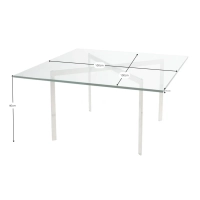Mies Van Der Rohe Tafel 100x100cm : Gehard glas en roestvrij staal