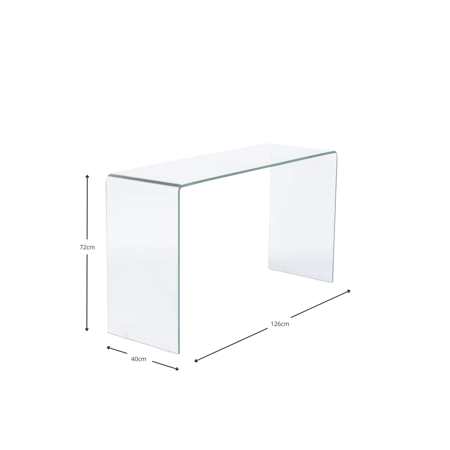 Stolik konsola Ice Console : 12 mm przezroczyste szkło hartowane